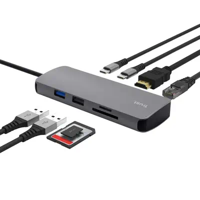 Trust 25672 hub & concentrateur USB Type-C Gris - Switchs et Hubs - visuel 2