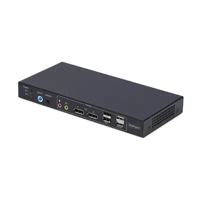 Switch KVM DisplayPort 2 Ports avec Matrice Vidéo Double Vue, 4K 60Hz, Hub 4x Ports USB, Commutateur - StarTech - Accessoire Réseau - visuel 1