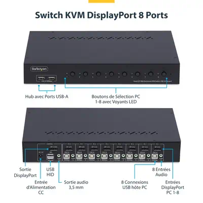 Commutateur KVM DisplayPort 8 Ports avec Kit de Montage en Rack 1U, DP 1.2 4K 60Hz, Commutation par  - StarTech - Accessoire Réseau - visuel 6
