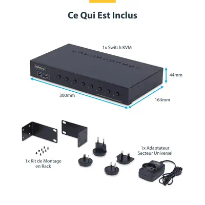 Commutateur KVM HDMI 8 Ports avec Kit de Montage en Rack 1U, HDMI 2.0 4K 60Hz, Commutation par Bouto - StarTech - Accessoire Réseau - visuel 7