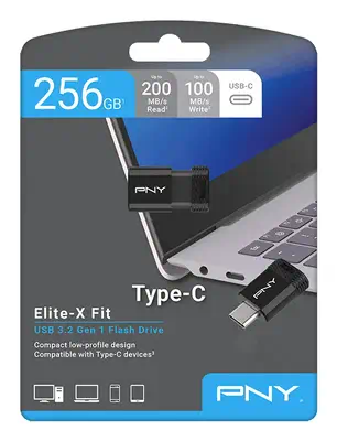 PNY Elite-X lecteur USB flash 256 Go USB Type-C 3.2 Gen 1 (3.1 Gen 1) Noir - Carte Mémoire - visuel 10