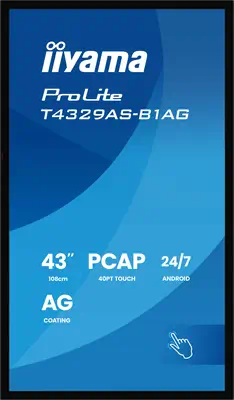 iiyama T4329AS-B1AG Écran d'affichage dynamique Écran plat interactif 108 cm (42.5") LED Wifi 500 cd - Affichage dynamique - visuel 3
