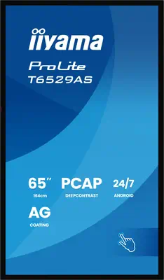 iiyama T6529AS-B1AG Écran d'affichage dynamique Écran plat interactif 163,8 cm (64.5") LED Wifi 500  - Affichage dynamique - visuel 6