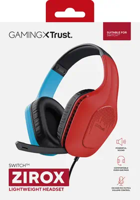 Trust GXT 416S Zirox Casque Avec fil Arceau Gaming Noir, Cyan, Rouge - Casque Micro - visuel 9