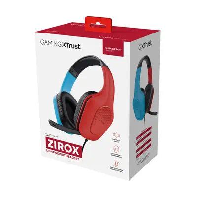 Trust GXT 416S Zirox Casque Avec fil Arceau Gaming Noir, Cyan, Rouge - Casque Micro - visuel 8