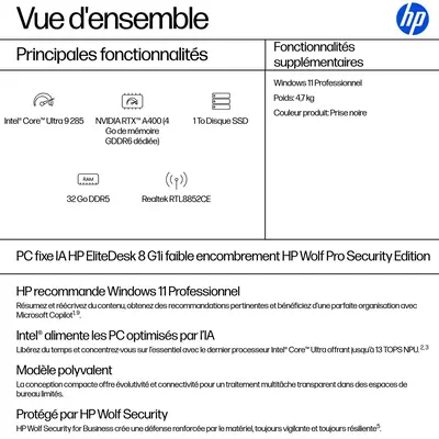 EliteDesk 8 SFF G1i AI Wolf Pro Security Edition - HP - Unité Centrale - visuel 9
