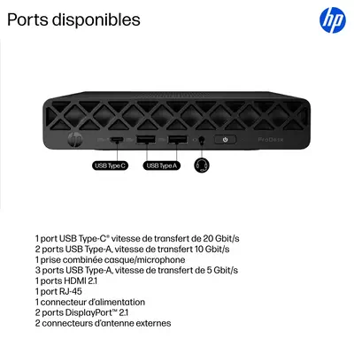 HP ProDesk 4 Mini G1i Intel Core Ultra 7 265T 32 Go DDR5-SDRAM 1 To SSD Windows 11 Pro Mini PC AI PC - Unité Centrale - visuel 8