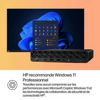 HP ProDesk 4 Mini G1i Intel Core Ultra 5 225T 8 Go DDR5-SDRAM 256 Go SSD Windows 11 Pro Mini PC AI P - Unité Centrale - visuel 10