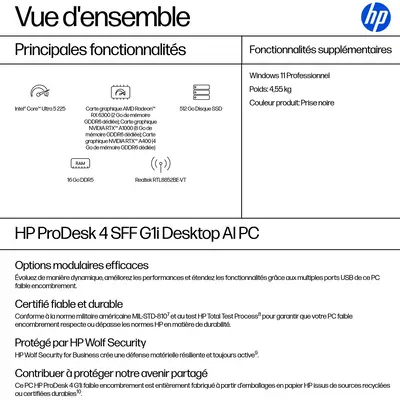 ProDesk 4 SFF G1i Desktop AI PC - HP - Unité Centrale - visuel 10