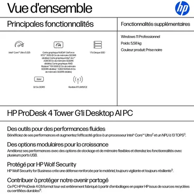 ProDesk 4 Tower G1i Desktop AI PC - HP - Unité Centrale - visuel 10