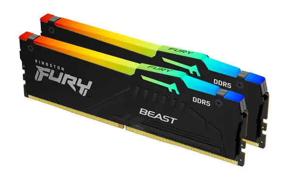 64GB 5600MT/s DDR5 CL40 DIMM (Kits de 2) FURY Beast RGB - Kingston - Mémoire - visuel 1