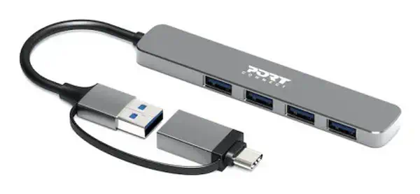 Port Designs 900161 hub & concentrateur USB 2.0 Type-A 5000 Mbit/s Argent - Switchs et Hubs - visuel 2