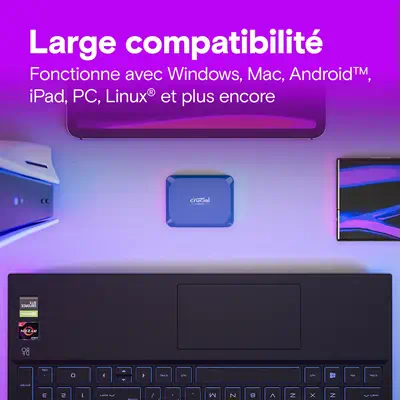 Crucial X10 1 To USB Type-C USB 3.2 Gen 2x2 Bleu - Disque dur SSD - visuel 3