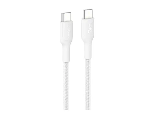 BELKIN USB-C TO USB-C 240W 2.0 BRAIDED PCR 2M WHITE - Belkin - Câble USB - visuel 1