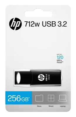 HP 712w lecteur USB flash 256 Go USB Type-A 3.2 Gen 1 (3.1 Gen 1) Noir - Carte Mémoire - visuel 10