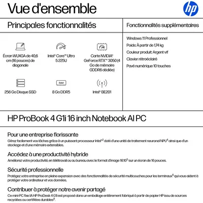 HP ProBook 4 G1i AI Intel Core Ultra HP - visuel 1 - hello RSE - Accélérez les principes de base de la gestion informatique