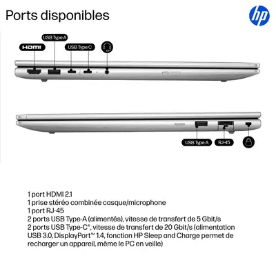 HP ProBook 4 G1i AI Intel Core Ultra 5 225U Ordinateur portable 40,6 cm (16") WUXGA 8 Go DDR5-SDRAM  - PC Portable - visuel 8