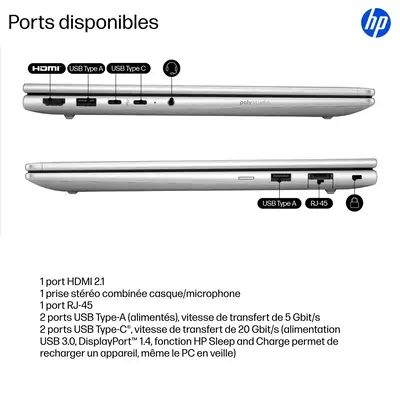 HP ProBook 4 G1i AI Intel Core Ultra 7 255U Ordinateur portable 35,6 cm (14") WUXGA 16 Go DDR5-SDRAM - PC Portable - visuel 10