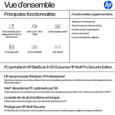 EliteBook 8 G1i 13 inch Notebook AI PC Wolf Pro Security Edition - HP - PC Portable - visuel 8