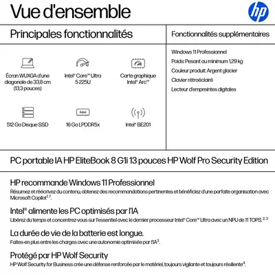 EliteBook 8 G1i 13 inch Notebook AI PC Wolf Pro Security Edition - HP - PC Portable - visuel 9