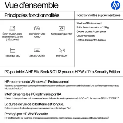 EliteBook 8 G1i 13 inch Notebook AI PC Wolf Pro Security Edition - HP - PC Portable - visuel 9