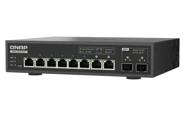 QNAP QSW-L3208-2C6T commutateur réseau Géré L2 10G Ethernet (100/1000/10000) Bureau Noir - Switchs et Hubs - visuel 1