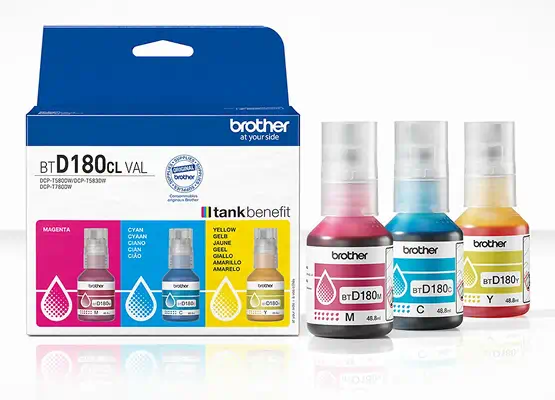 BTD180CLVAL Bouteilles d'encre couleur multipack | 3 couleurs - Brother - Cartouches d'encre - visuel 3