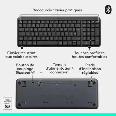 Logitech ERGO 920-013549 clavier Bluetooth AZERTY Français - Clavier - visuel 8