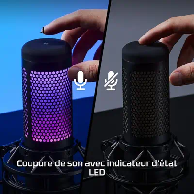 HyperX QuadCast S - Microphone USB (gris-blanc) - Éclairage RVB - Clavier - visuel 9