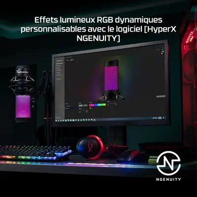 HyperX QuadCast S - Microphone USB (gris-blanc) - Éclairage RVB - Clavier - visuel 8