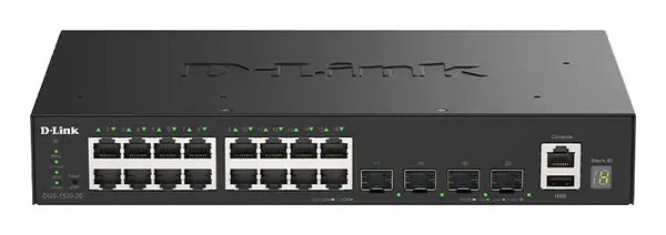 D-Link DGS-1530-20/E commutateur réseau Géré L2 Gigabit Ethernet (10/100/1000) Noir - Switchs et Hubs - visuel 1