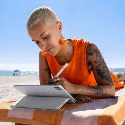 Logitech Flip Folio AZERTY Français Bluetooth Gris clair - Accessoires Tablette - visuel 5