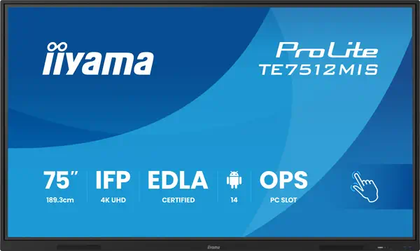 iiyama TE7512MIS-B4AG Écran d'affichage dynamique Écran plat de signalisation numérique 165,1 cm (65 - Ecran Numérique Interactif - visuel 1