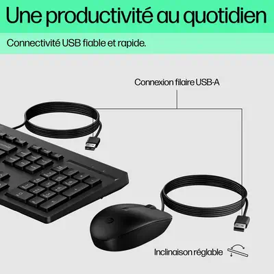Ensemble combiné clavier et souris filaires HP 225 - Pack Clavier, souris - visuel 5