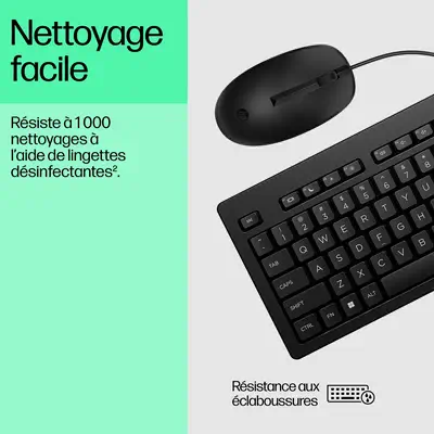 Ensemble combiné clavier et souris filaires HP 225 - Pack Clavier, souris - visuel 9