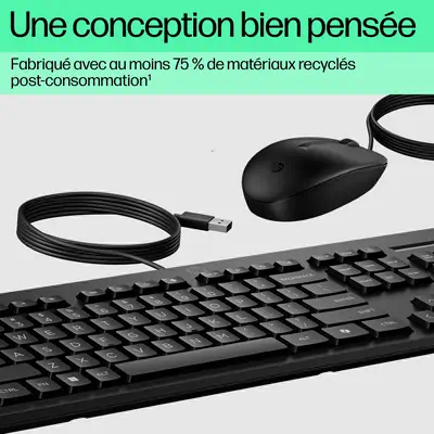 Ensemble combiné clavier et souris filaires HP 225 - Pack Clavier, souris - visuel 7