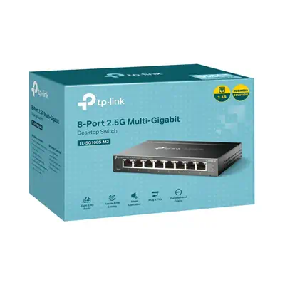 TP-Link TL-SG108S-M2 commutateur réseau Non-géré L2 2.5G Ethernet (100/1000/2500) Bureau Noir - Switchs et Hubs - visuel 6