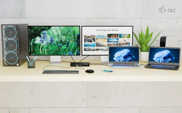 USB-C KVM Dock PRO for Three Hosts, Dual Video, with 2x Power Delivery, max 92W - I-Tec - Station d'accueil pour portable - visuel 4