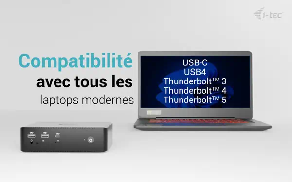 Thunderbolt5 Quattro Display Docking Station, 5x USB, 2.5 GLAN + Power Delivery 140W - I-Tec - Station d'accueil pour portable - visuel 6