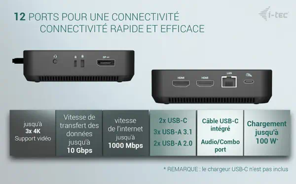USB-C DP Dual HDMI Docking Station with Power Delivery 100 W - I-Tec - Station d'accueil pour portable - visuel 9
