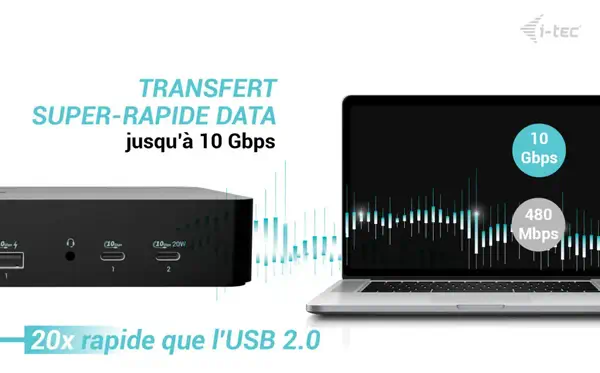 Universal Intelligent Dual Display Docking Station + Power Delivery 100W - I-Tec - Station d'accueil pour portable - visuel 7
