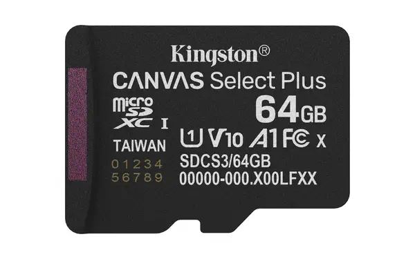 64GB micSDXC Canvas Select Plus Gen3 100R A1 (Adaptateur SD non inclus) - Kingston - Carte Mémoire - visuel 1