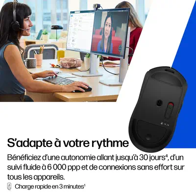 HP 705 Rechargeable Wireless Mouse EMEA souris HP - visuel 1 - hello RSE - Conçu pour durer. Conçu pour le confort.