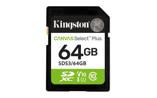 64 Go SDXC Canvas Select Plus Gen3 100 Mo/s C10 UHS-I U1 V10 - Kingston - Carte Mémoire - visuel 1