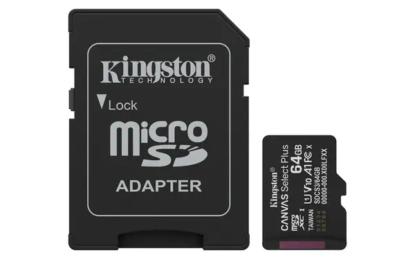 64GB microSDXC Canvas Select Plus Gen3 100MB/s A1 (Adaptateur SD inclus) - Kingston - Carte Mémoire - visuel 1