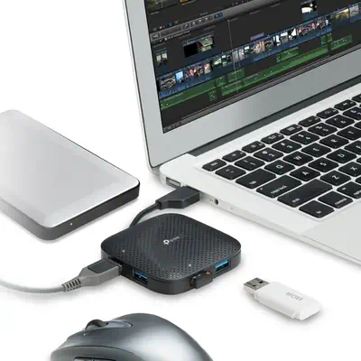 TP-Link UH400 hub & concentrateur USB 3.2 Gen 1 (3.1 Gen 1) Type-A 5000 Mbit/s Noir - Switchs et Hubs - visuel 4