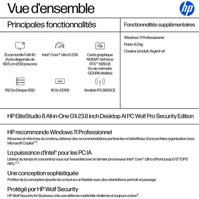 EliteStudio 8 G1i AI PC Wolf Pro Security Edition - HP - Ordinateur tout en un - visuel 6