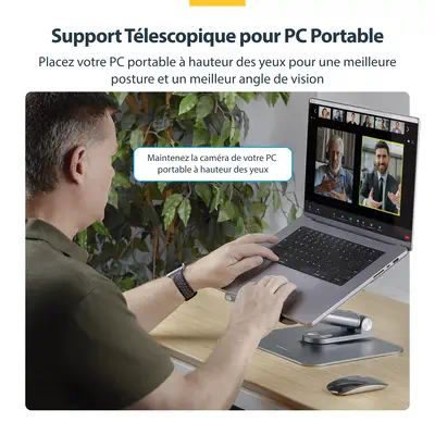 Support Télescopique pour PC Portable, Base Pivotante à 360&deg;, Support Rotatif pour Bureau, Haute - StarTech - Accessoires Tablette - visuel 8