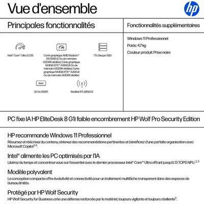 EliteDesk 8 SFF G1i AI Wolf Pro Security Edition - HP - Unité Centrale - visuel 7