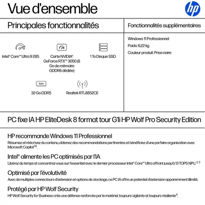 EliteDesk 8 Tower G1i AI Wolf Pro Security Edition - HP - Unité Centrale - visuel 10